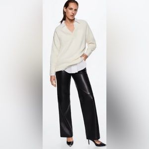 Mango MNG cream v neck sweater